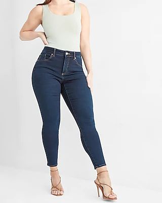 Curvy High Waisted Dark Wash Skinny Jeans, Women's Size:00