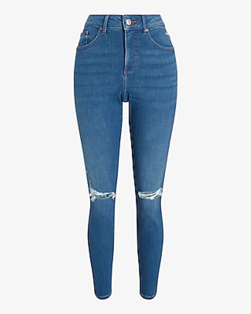 Curvy High Waisted Ripped Supersoft Skinny Jeans