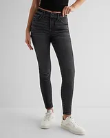 Mid Rise Washed Black Skinny Jeans