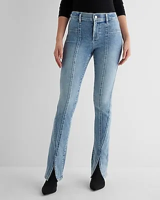 Mid Rise Medium Wash Seamed Front Vent Skyscraper Jeans