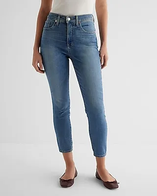 High Waisted Medium Wash Cropped Skinny Jeans