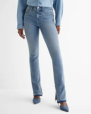 Mid Rise Light Wash Drop Hem Curvy FlexX Skyscraper Jeans, Women's Size:XL long