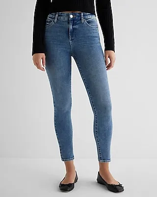 Mid Rise Medium Wash Curvy FlexX Skinny Jeans, Women's Size:XL