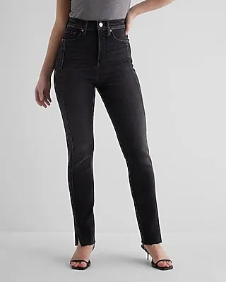 Super High Waisted Black Front Seam '90S Slim Jeans, Women's Size:4