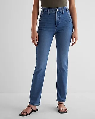 Super High Waisted Medium Wash '90S Slim Jeans, Women's Size:0 Short