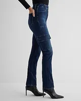 Super High Waisted Dark Wash '90S Slim Cargo Jeans