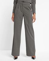 Super High Waisted Double Pleated Wide Leg Palazzo Pant Gray Women's 2