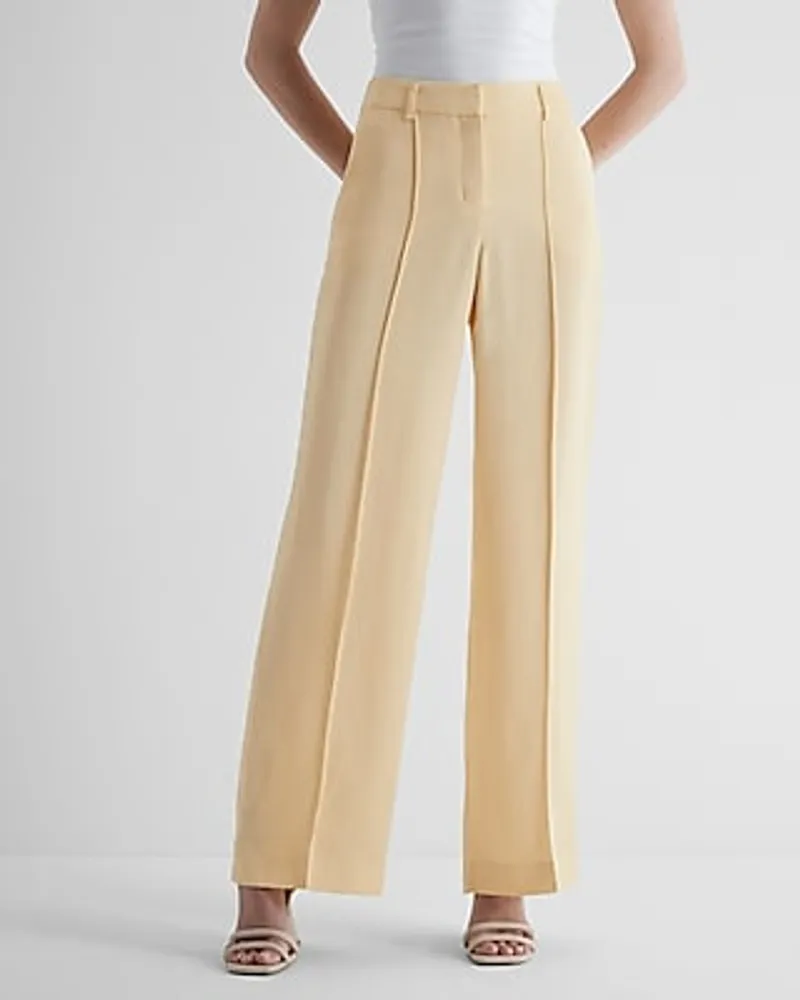 Express Editor High Waisted Linen-Blend Pintuck Trouser Pant