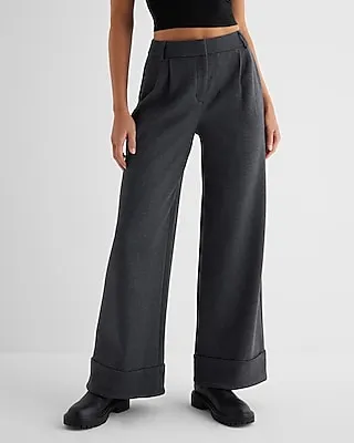 Stylist High Waisted Luxe Lounge Cuffed Wide Leg Palazzo Pant Gray Women's 6 Short