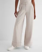 Stylist High Waisted Luxe Lounge Cuffed Wide Leg Palazzo Pant Gray Women's 6