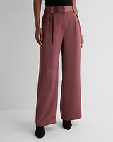 Stylist High Waisted Satin Pleated Wide Leg Palazzo Pant Purple Women's 2