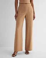 High Waisted Rhinestone Studded Wide Leg Palazzo Trouser Pant Brown Women's Short