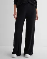 High Waisted Ribbed Cozy Knit Pull On Wide Leg Palazzo Pant Women's