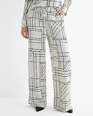 High Waisted Printed Pull On Wide Leg Palazzo Pant