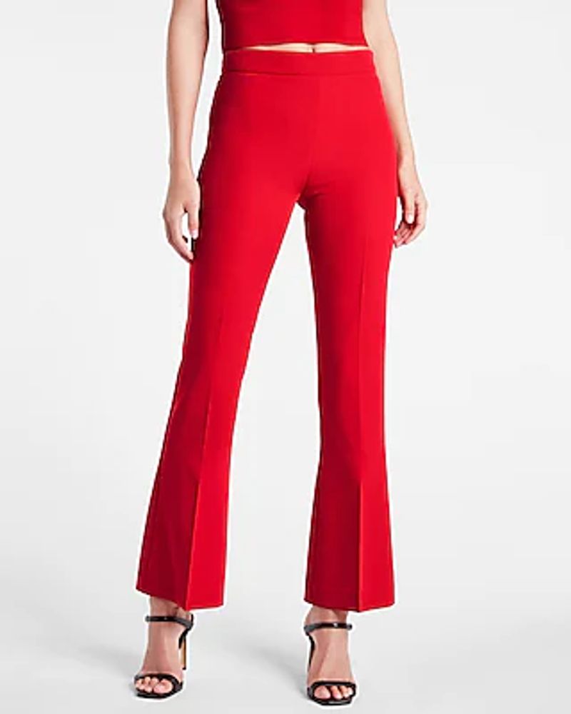 Express High Waisted Double Woven Flare Pant Red Women's 14 Short