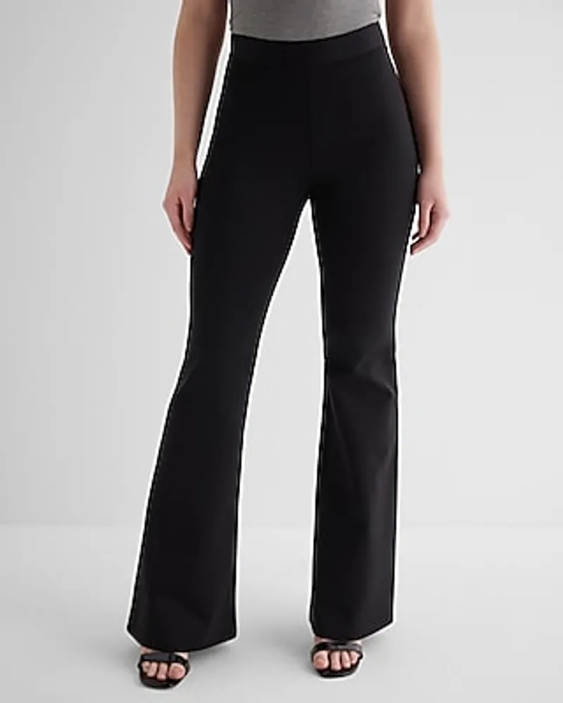 Express Columnist Super High Waisted Bodycon Knit Flare Pant Black