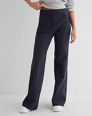 Editor High Waisted Pinstripe Trouser Flare Pant Multi-Color Women's 14