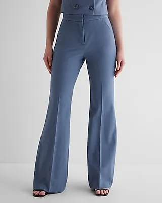 Editor High Waisted Trouser Flare Pant Blue Women's Short