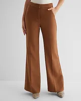 Editor High Waisted Flannel Trouser Flare Pant Brown Women's 10 Short