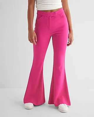 High Waisted Wide Flare Pant Pink Women's 4 Short