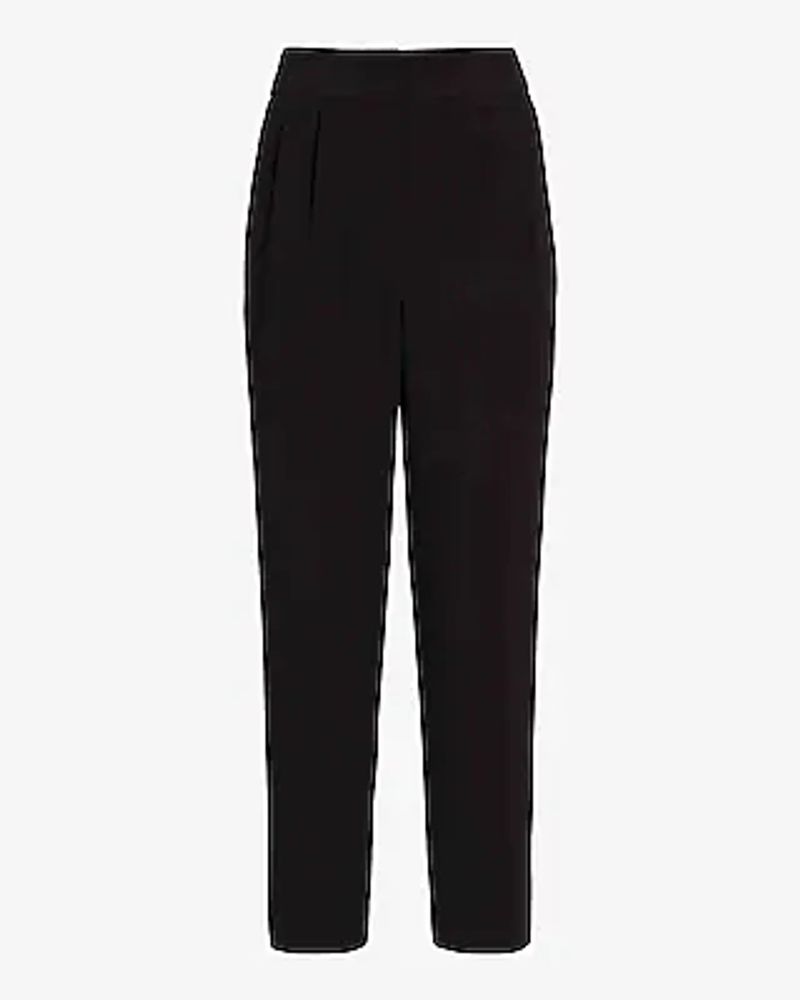 Super High Waisted Pleated Ankle Pant Black Women's Long