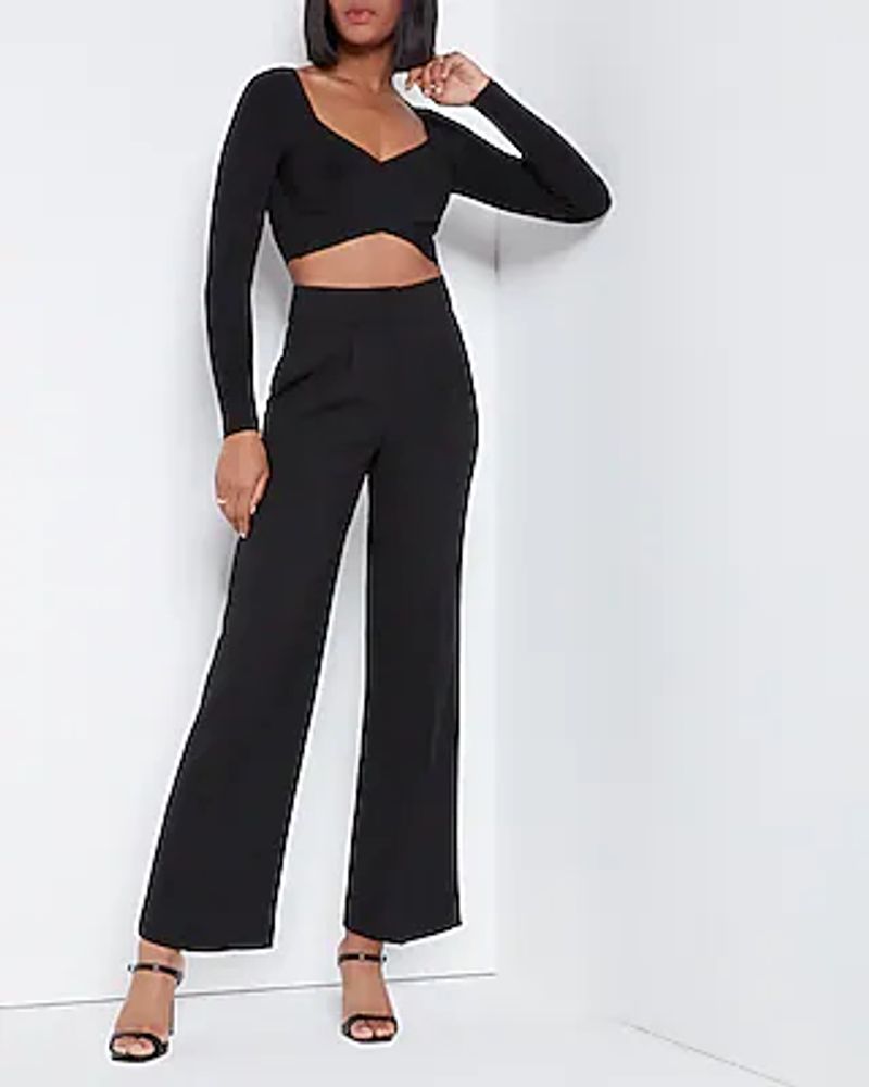 Express Super High Waisted Straight Ankle Pant Black Women's 0