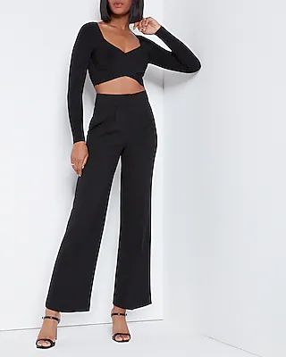 Super High Waisted Straight Ankle Pant Black Women's 0 Short