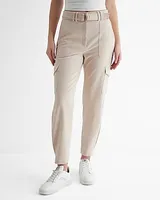 Super High Waisted Belted Cargo Pant Neutral Women's 6 Long