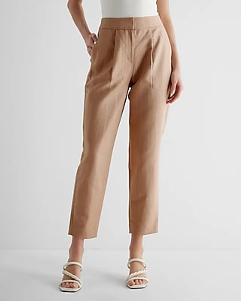 Women High Rise Slim Tapered Cropped Ankle Casual Dress Pants Tie Hem  Trousers | eBay