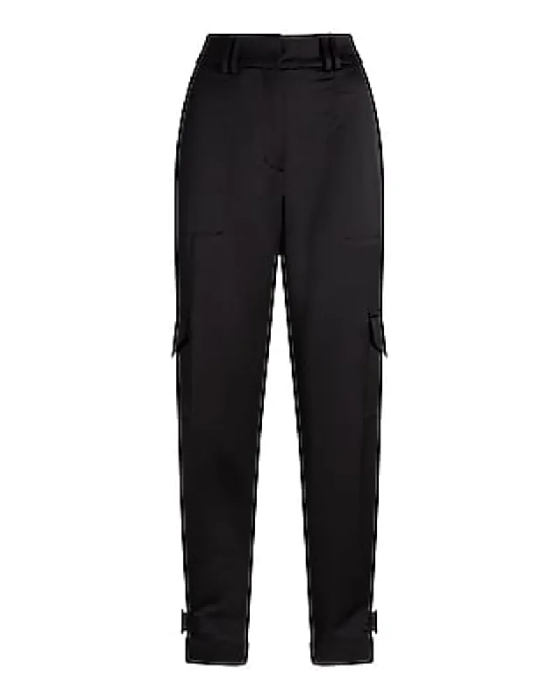 Super High Waisted Satin Cargo Ankle Pant