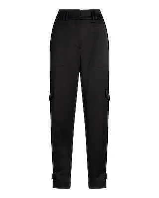 Super High Waisted Satin Cargo Ankle Pant