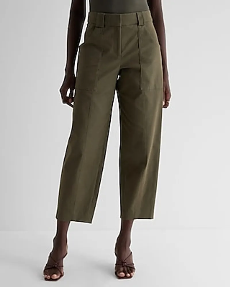 Super High Waisted Cropped Utility Trouser Pant Women's