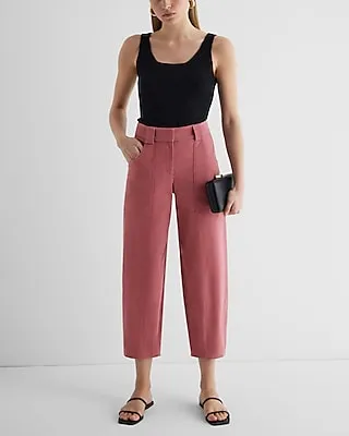 Super High Waisted Cropped Utility Trouser Pant Purple Women's