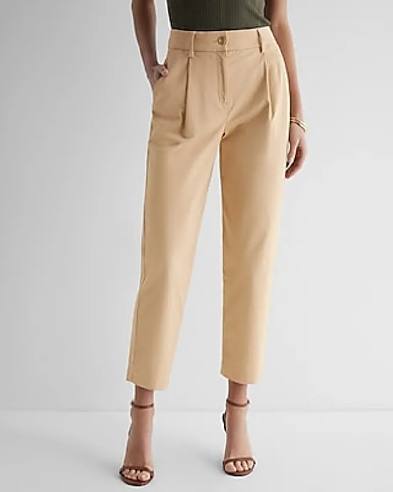 Express High Waisted Pleated Ankle Chino Pant Women's Long