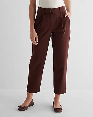High Waisted Pleated Ankle Chino Pant Women's
