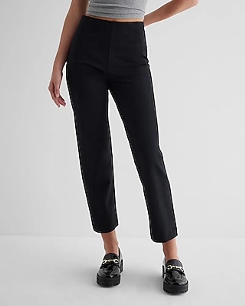 Express Columnist High Waisted Bodycon Knit Ankle Pant Black