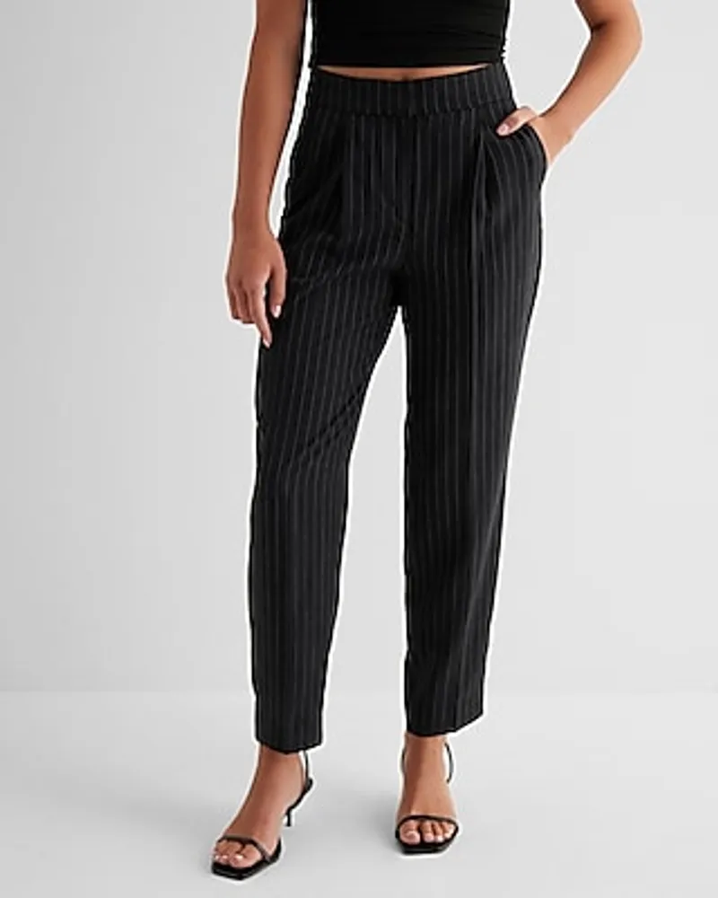 Express Stylist Super High Waisted Pinstripe Pleated Ankle Pant Multi-Color  Women's