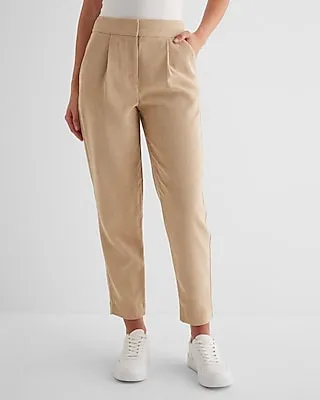 Stylist Super High Waisted Corduroy Pleated Ankle Pants Neutral Women's Long