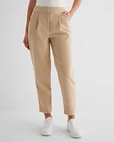 Stylist Super High Waisted Corduroy Pleated Ankle Pants Neutral Women's 6 Long