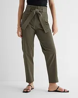 Super High Waisted Belted Paperbag Ankle Pant Women's