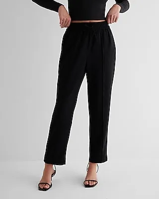 High Waisted Seamed Ankle Joggers Black Women's M