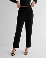 High Waisted Seamed Ankle Joggers Black Women's XL