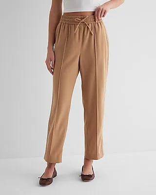 High Waisted Seamed Ankle Joggers Brown Women's