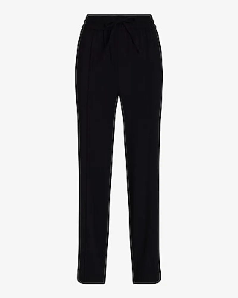 High Waisted Seamed Side Stripe Pull On Straight Ankle Pant Multi-Color Women's S