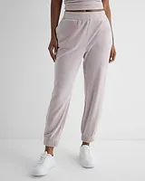 High Waisted Velour Joggers Red Women's