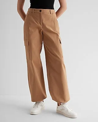 High Waisted Convertible Hem Cargo Trouser Pant Brown Women's 2