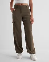 High Waisted Convertible Hem Cargo Trouser Pant Green Women's 0