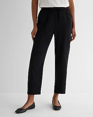 High Waisted Pull On Cargo Ankle Pant Black Women's XS