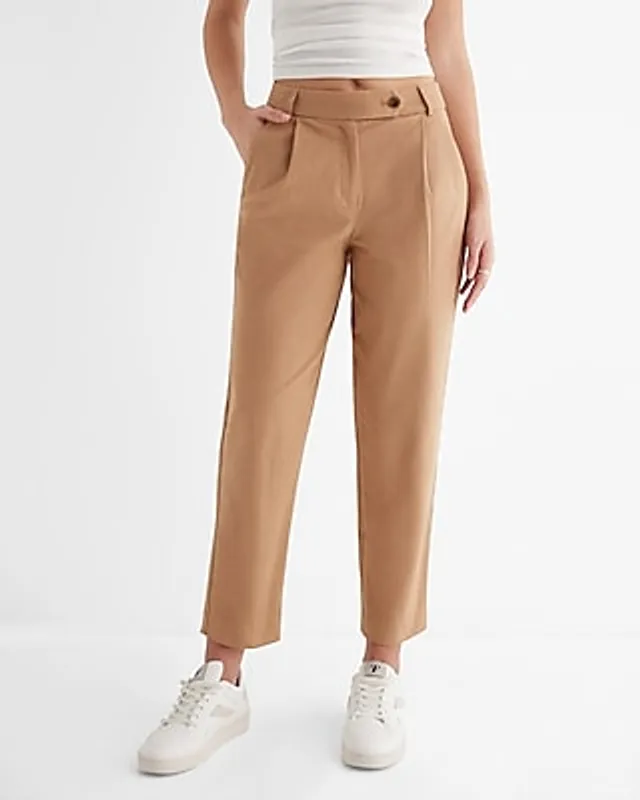 High Waisted Seamed Side Stripe Pull On Straight Ankle Pant