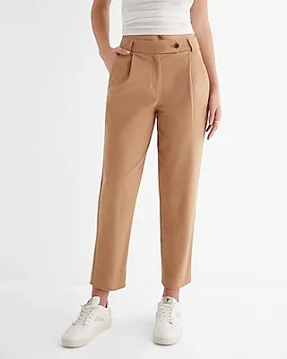 High Waisted Extended Tab Pleated Ankle Pant Women's